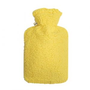 Bouillotte 2 litre en caoutchouc naturel avec housse douillette en peluche avec doublure int&eacute;rieure suppl&eacute;mentaire et fermeture &eacute;clair - Certifi&eacute; BS1970:2012 - nouveau mod&egrave;le (Jaune) (UMOI, neuf)