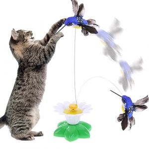 Jouet Interactif pour Chat, Jeu Interactif Colibri Électrique pour Chat avec Capteur Rotatif À 360 Degrés, Papillons en Rotation Kittybird Jouet Jeux Chat Baguette Canne À Pêche Cadeau (windyday, neuf)