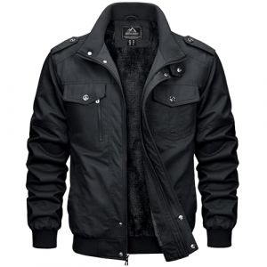 MAGCOMSEN Veste d'hiver pour homme - Doublure chaude - Veste polaire cargo d&eacute;contract&eacute;e - Veste mi-saison en coton - Veste militaire avec poches multiples, Noir , S (MAGCOMSEN SHOP, neuf)