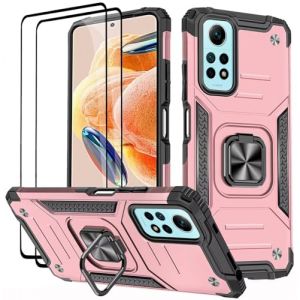 KANSi Coque pour Xiaomi Redmi Note 12 Pro 4G / Redmi Note 11 Pro 5G/4G, Verre Tremp&eacute; [2 Pi&egrave;ces] + Housse TPU Silicone Rotation 360&deg; Aimant Anneau Support Double D&eacute;fense Protection Etui - Or Rose (KANSI, neuf)