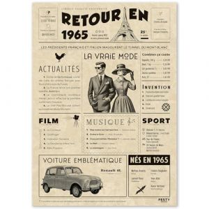 FestySpark Cadeau Original Retour en 1965 - Id&eacute;e Cadeau 60 Ans femme et homme - Carte Anniversaire 60 ans femme et homme - Decoration Anniversaire 60 ans - Carte d&rsquo;Anniversaire avec F&eacute;licitations (FESTYSPARK LTD, neuf)