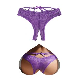 ohmydear String Sexy Ouverte Tanga Femme Sexy Chic Dentelle Slip Grandes Tailles Transparent Panties Lingerie Tenue Hot sous-V&ecirc;tements (OHMYDEAR, neuf)