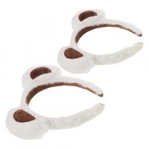 OSALADI Lot de 2 Serrage-T&ecirc;tes Ours en Peluche Blanc Bandeaux Animaux Mignons pour Femmes et Filles Accessoires Cosplay et D&eacute;guisement Halloween Oreilles D&rsquo;Ours Douces et Confortables (Original MJW, neuf)
