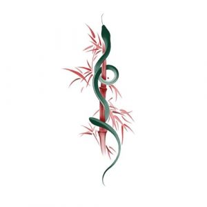 Autocollants de couleur pour bras de serpent vert bambou rouge, clavicule, non réfléchissants, imperméables, réalistes, jetables, grand teint, lavables, tatouages ​​temporaires longue durée(1pcs) (CHJWEIHHERT, neuf)