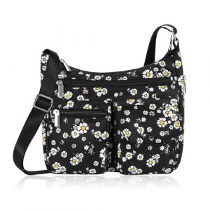 HUA ANGEL Sac Bandoulière Femme Polyester Léger Petit Sac à Main Tissu Sac Besace avec Multiples Poches Voyage Sport Shopping Travail Université (HUAANGEL, neuf)