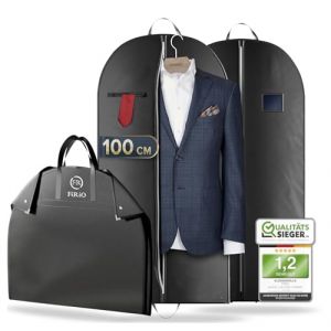 FiRiO 2 x Premium Housse Costume Voyage Pliable I MATÉRIEL JUSQU'À 50% PLUS ÉPAIS I Porte Housse Costume Homme I Housse Vetement Voyage I Housse Vetements à Suspendre I Housse Chemise I 100x60cm (RIC-TECH FRANCE, neuf)