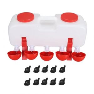 Abreuvoir à Poulet, Mangeoire à Eau pour Volaille de Grande Capacité de 10 L avec 10 Tasses d'eau, Abreuvoir pour Volaille Distributeur de Gourde, Accessoires de Poulailler pour(Semi-Automatique) (Yangquan Boru Trading Co., Ltd., neuf)