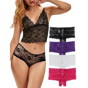 ohyeahlady Grande Taille String Ouvert à l'entrejambe Femme Strings et Tangas Slip Sexy Chic Hot Ouverte Lot Lingerie Sexy Coquine Hot Luxe Pute (Polychrom,XL-XXL) (ohyeahlady, neuf)