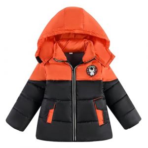 linboo Manteau Enfant Doudoune Garçon Blouson d'Hiver Chaud Veste Doublure Polaire Parka à Capuche Fourrure, Orange, 6 ans (TBONBON-EU, neuf)