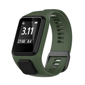 BoLuo Bracelet Compatible avec Tomtom 4,Bracelets de Montre,Silicone Souple Bande Sport Remplacement avec fermoir Réglable Sangle pour TomTom Adventurer /Golfer 2/Runner 2 /3 Running Watch (Vert) (BoLuo, neuf)