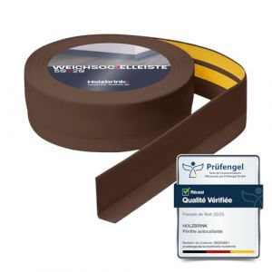 HOLZBRINK Plinthe souple autoadh&eacute;sive 50x20mm, 5 m | Plinthe PVC pour finition plan de travail, sous-meubles| Corni&egrave;re PVC flexible | Couleur : chocolat (Jumbo-Shop, neuf)