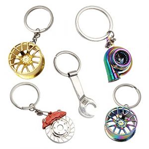 Rebanky 5 pcs Porte Cl&eacute; Turbo Keychain Porte Cl&eacute; Jante Porte Clef Cl&eacute; &agrave; Molette Cr&eacute;atif Pendentif pour Voiture (Lanying, neuf)