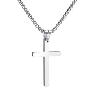 RWQIAN Croix Chaîne Hommes Croix Pendentif Acier inoxydable Garçons Pendentif Croix Collier Bijoux pour Femmes 16"-24" Argent Or Noir (Argent 0.6 * 1.0", 16.00) (MTJewelry Fr, neuf)