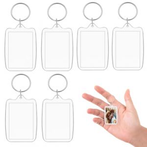 ZELHYEUU Lot de 6 porte-clés photo, porte-clés en acrylique, porte-clés image porte-clés, insert photo, trousseau de clés vierge, transparent, 48 X 33 X5 mm (ZELHYEUU, neuf)