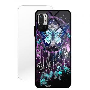 KARTXITAI Coque Compatible avec Xiaomi Redmi Note 10 5G,Verre Tremp&eacute; Dure + Bords Couvrants Silicone TPU Souple Hybride &Eacute;tui Antichoc Anti Rayures Case+Film Protection &eacute;cran Attrape-r&ecirc;ve Papillon (KARTXITAI, neuf)