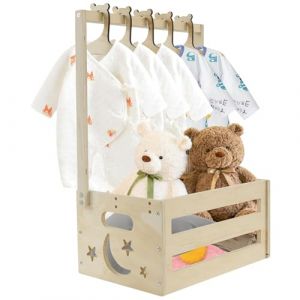 Panier cadeau en bois pour b&eacute;b&eacute; avec poign&eacute;e, caisse en bois pour f&ecirc;te pr&eacute;natale, cintre pour enfants, panier de rangement pour b&eacute;b&eacute;, armoire, panier de rangement personnalis&eacute;, cadeau de bienvenue (CARS TRUCKS ONLINE, neuf)