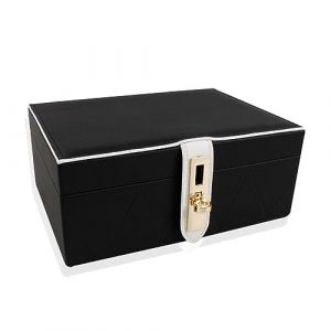 Organisateur de Stockage de Maquillage Boîte à bijoux multifonctionnelle créative de mode avec serrure et miroir boîte de rangement de bijoux couleur noir et blanc en option Organisateur de Maquillage (sunyanxuefafa, neuf)