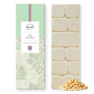 Tablette de Chocolat Chocodic de Fabrication Artisanale et Française (80g, Blanc Riz Soufflé) (CHOCODIC Maître artisan chocolatier depuis 1995, neuf)
