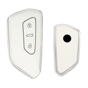 Z.MYUKI 【6 couleurs】 Elroq Coque clé avec porte Clef pour Skoda Elroq 2025 2026 Accessoire Protection clé (Blanc) (Z.MYUKI-EU, neuf)