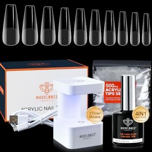 Modelones Capsule Americaine Ongle, 500Pcs Faux Ongles, 4 In1 Colle Faux Ongles ,Lampe Uv Ongles Gel, Ongle Gel Kit Complet, Gummy Base,kit manucure kit Ongle Pose Americaine Pour Nail Art DIY (MJ BEAUTY, neuf)