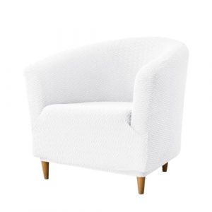 Hearda Housse de Fauteuil Cabriolet 1 Place Blanc, Chesterfield Jacquard Extensible Housse Fauteuil Club Tub Chair pour Salon Caf&eacute; Universel (Hearda, neuf)