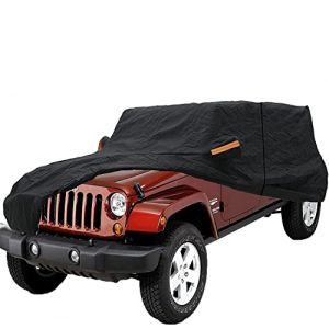 Big Ant B&acirc;che de voiture, 100 % &eacute;tanche, pour Jeep Wrangler CJ, YJ, TJ & JK 4 portes, avec fermeture &eacute;clair, protection UV et bandes coupe-vent, id&eacute;ale comme housse de garage Jeep (noir) (Tiandi, neuf)