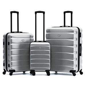 Flight Knight Lot De 3 Moyen Et Grand Valises Rigides Legeres en ABS A 4 Roues Cabine Bagage A Main pour Plus De 60 Compagnies Aeriennes -easyJet, Jet2 Et Taille Max Ryanair (Priority) 55x40x20cm (Prime Brands Group FR, neuf)