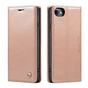 QLTYPRI Etui Coque pour iPhone 6/6S, Portefeuille Fentes Cartes Housse Antichoc Cuir PU Vintage Portefeuille Etui Compatible avec iPhone 6/6S - Or Rose (zhihen, neuf)