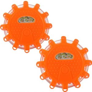 HUAREW 2 Pack Éclairage de Secours Multifonction Voyant d'avertissement, LED Lampe d'Avertissement Clignotant Gyrophare Balise avec Base magnétique, pour Les Voitures, Les Accidents (HUAREW, neuf)
