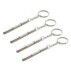 4 Pi&egrave;ce Tournevis &agrave; Lunettes, 3 en 1 Tournevis de R&eacute;paration de Poche pour Lunettes, Porte Cl&eacute;s Mini Tournevis, Pour Lunettes, Lunettes de Soleil, Montres (Argent) (zhangyuxindeouzhoudianpu, neuf)