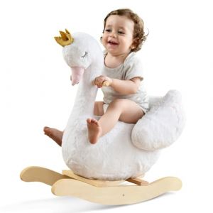 Labebe - Cheval à Bascule Enfant, Cygne Extérieur/Intérieur, Jeux Jouet pour Jardin, Animal pour Fille 1-3 Ans, Peluche - Blanc Cygne (LIGU EU, neuf)