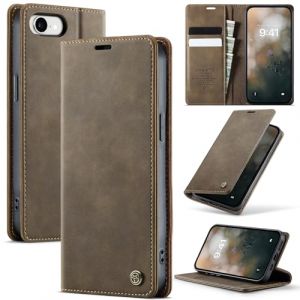 Cracedily Coque pour iPhone 16e/iPhone SE 4/iPhone SE 2025 Pochette, Housse en Cuir PU Premium, Etui &agrave; Rabat, Pochette de Portefeuille, Antichoc, RFID Blocage &Eacute;tui de Protection pour, Caf&eacute; (Cracedily, neuf)