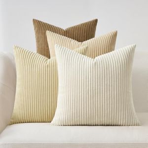Topfinel Housses de Coussin 40x40cm D&eacute;coration Chambre Salon Maison Beige Clair Lot de 4 Housse Coussin Canap&eacute; Lit Jardin D&eacute;co Aesthetic Scandinave pour Canap&eacute; en Velours C&ocirc;tel&eacute; (NoledarEU, neuf)