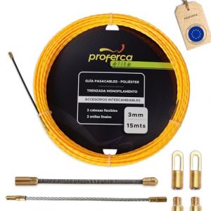 PROFERCA Aiguille Electricien 3mm 15 M&egrave;tres | Aiguille Tire Fil &Eacute;lectrique | Tire C&acirc;ble Robuste pour &Eacute;lectriciens | Passe C&acirc;ble Id&eacute;al pour Tubes &Eacute;troits et C&acirc;bles Install&eacute;s (Fercaprime, neuf)