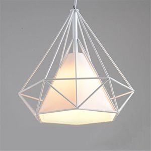 STOEX Lustre Suspension Industrielle Plafonnier en Fer Forme Diamant Abat-Jour Luminaire 25cm Blanc (STOEX, neuf)