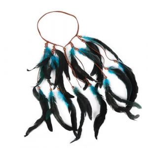 Femme Bandeau Plume Coiffe Indienne Bandeaux Hippie Coiffe Headband Fantaisie Réglable Serre-tête Indien à Plumes Bohème Accessoire de Cheveux Hippie Bandeaux pour Les Femmes Filles (Haptre, neuf)
