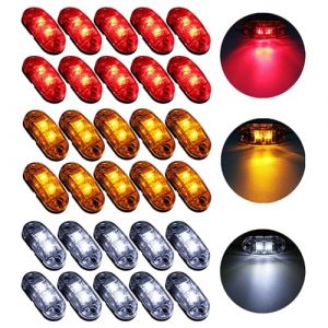 Krtopo 30X2 LED Feux Gabarit Remorque 12 / 24V Feux de Marquage Latéral Remorque Lampe 3000K LumièRe D’Avertissement Pour Camion Rv Caravane (Rouge+Jaune+Blanc) (aqhtrade, neuf)