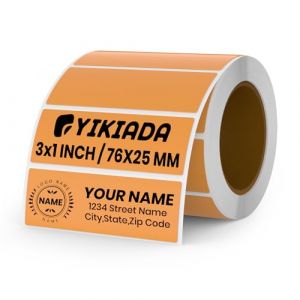 YIKIADA Lot de 500 &Eacute;tiquettes Thermiques Adh&eacute;sives 25 X 76 mm Orange Rouleaux Autocollantes Imperm&eacute;able Amovible Imprimables pour Bureau &Eacute;cole QR Inventaire (YIJIADA, neuf)