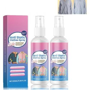 2 Pièces Sprays Antistatique Vêtements,Spray Antistatique 100ml,Anti Static Spray,Sprays Antistatiques,Élimine Statique Vêtements,Pour Réduit L'électricité Statique Sur Les Textile,Voiture (Elliot  Ree, neuf)