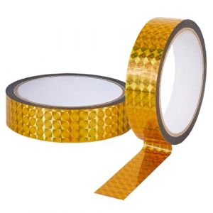 GORGECRAFT Ruban Adhésif Réfléchissant Holographique 50mX24mm Ruban Adhésif Réfléchissant Laser Jaune Pailleté Ruban de Masquage Décoratif Réfléchissant pour Éloigner Les Oiseaux Projets D'Artisanat (GORGECRAFT FR, neuf)