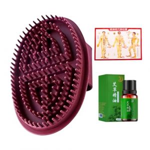Brosse de massage avec brosse m&eacute;ridienne pour relaxation corporelle compl&egrave;te, massage musculaire portable avec carte &agrave; points pour cuir chevelu, bras, jambes, dos (banxur, neuf)