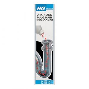 HG Hair Unblocker Déboucheur pour canalisations de salle de bains spécial cheveux 200 ml + 250 ml (CamdenTools, neuf)