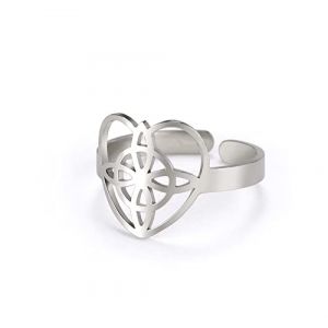 Unift Bague avec C&oelig;ur en Forme de N&oelig;ud de Sorci&egrave;re pour Femme en Acier Anox - Bague d'Ouverture du N&oelig;ud Celtique de l'Amour - Bijoux Cadeaux Irlandais, Acier inoxydable, Aucune pierre pr&eacute;cieuse (Unift Jewely, neuf)
