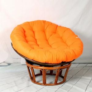 Tielag Coussin Rond Épais pour Fauteuil Papasan - Jardin, Pivotant, Osier, Balcon - Orange - 120 x 120 cm (Tielag, neuf)