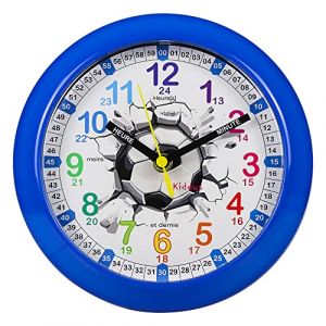 Kiddus Horloge Murale &Eacute;ducative pour Enfants, Gar&ccedil;on, Fille. Time Teacher Analogique avec Exercices. Facile d&rsquo;Apprendre &agrave; Lire l&rsquo;Heure. M&eacute;canisme en Quartz Silencieux. Fran&ccedil;ais Football (Kiddus, neuf)
