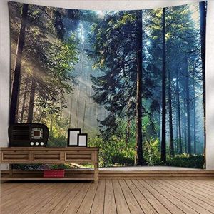 Dollin&Dockin Tapisserie Murales, Tapisserie Tenture Murale Nature Paysage Arbres, For&ecirc;t De Pin Nordique De D&eacute;coration, Tissu D'Impression Rectangulaire Pour Salon Chambre &Agrave; Coucher (HuiTing, neuf)