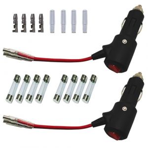 GTIWUNG 2 Pièces Prise Allume Cigare, Voiture Allume Cigare Socket Mâle, DC 12V 24V Adaptateur Mâle pour Allume-Cigare avec Câble D'alimentation 14AWG 12CM, avec Interrupteur (GTIWUNG-FR, neuf)