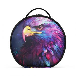 Pygargue À Tête Blanche Violet Starlight Créativité Trousse Sac Cosmétique Circulaire de Maquillage Pochette Sacs avec Cloisons Amovibles pour Voyage Filles (HULAHULA, neuf)