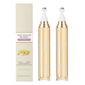 Crème contour des yeux au rétinol, crème raffermissante pour les yeux, anti-cernes et anti-poches, applicateur roll-on, éclaircissante et hydratante, réduit les poches et ridules sous les yeux. (2pcs) (henanningmeng, neuf)