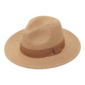 DRESHOW Femme Homme Chapeau de Paille Panama Chapeau &Eacute;t&eacute; Large Bord Chapeau de Soleil Anti-UV pour Plage Voyage Chapeau de Soleil (Dreshow, neuf)
